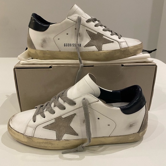 Golden Goose Superstar Sneaker in White Leather/Ice/Night Blue sz 40 New in Box - Picture 4 of 10